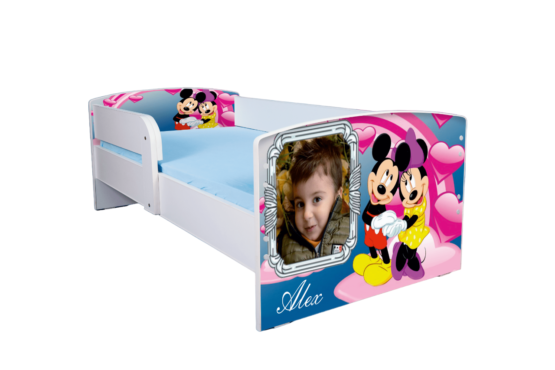 Pat personalizat Mickey si Minnie, cu protectie, 130×60 cm