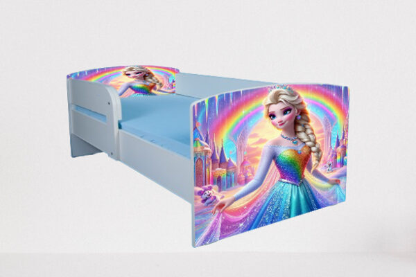 Pat Frozen Rainbow, cu protectie, 130×60 cm